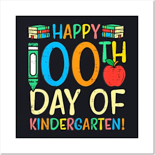 Happy 100Th Day Kindergarten Apple 100 Days School Teacher Posters and Art